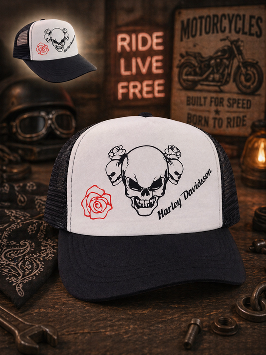 Steel Outlaw Skull Trucker Hat
