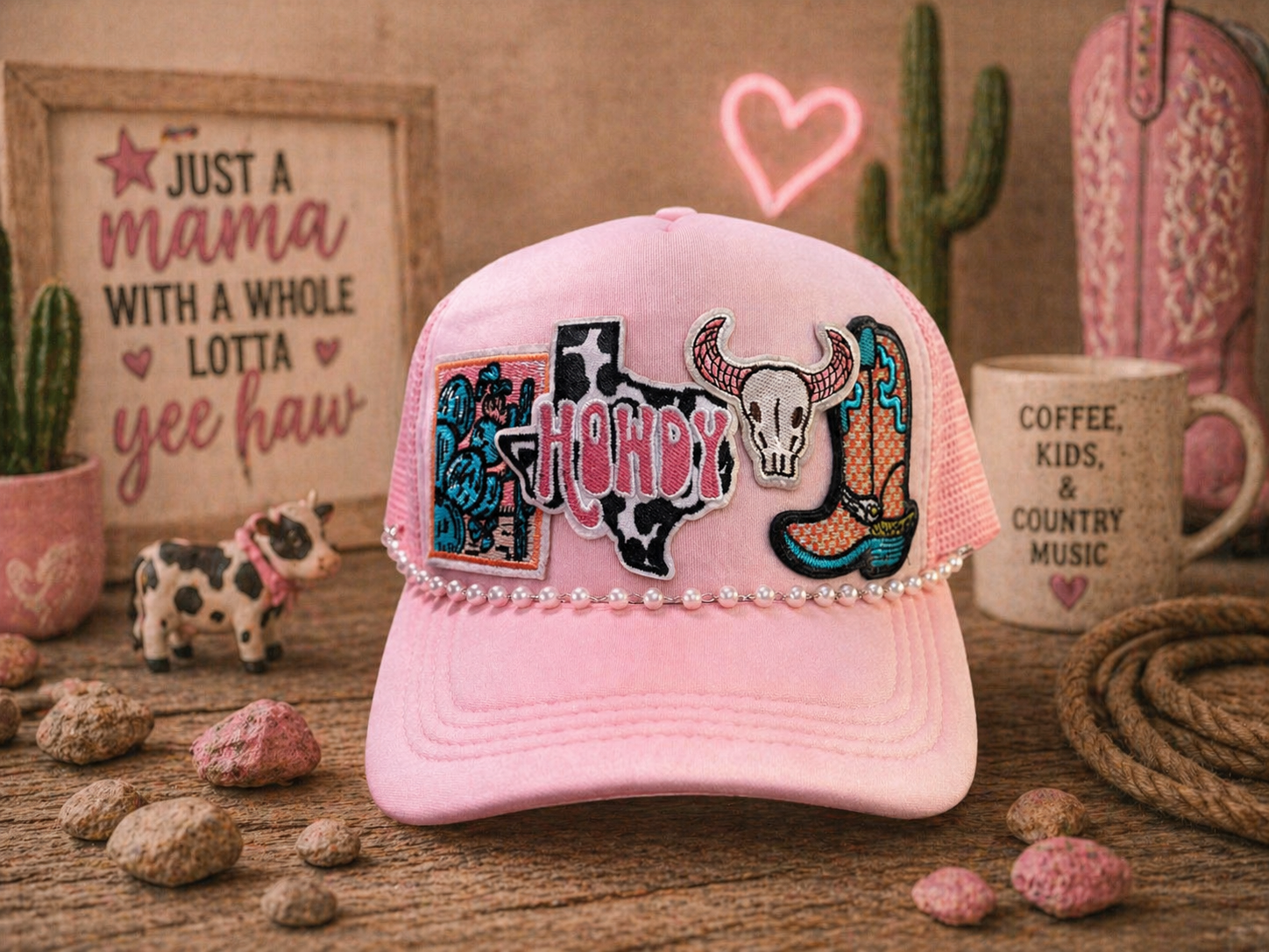 Howdy Mama Western Pearl Trucker Hat